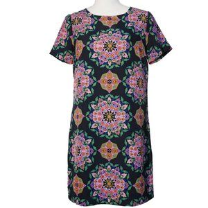 J Crew Navy Mandala/Kaleidoscope-Print Shift Dress